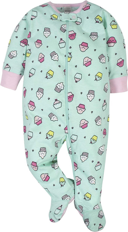 Baby Girls' 4-Pack Sleep 'N Play Footies Multi Pack