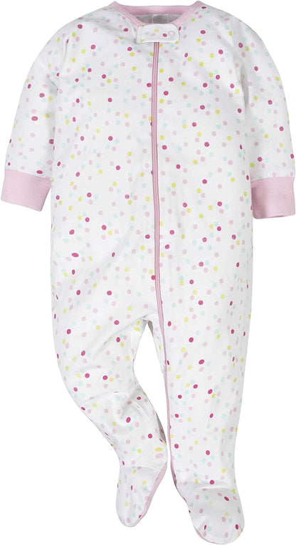 Baby Girls' 4-Pack Sleep 'N Play Footies Multi Pack