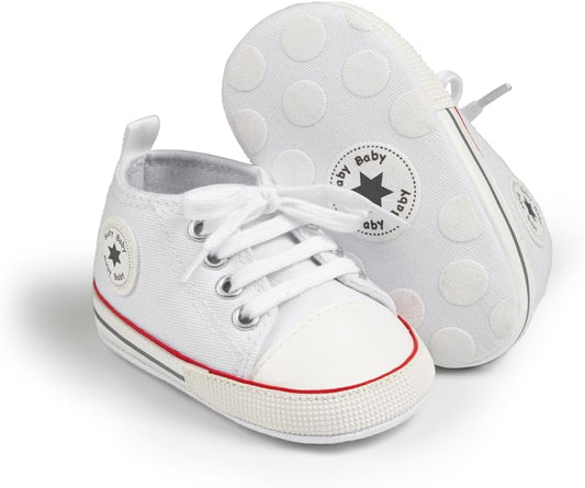 Unisex Baby Boy Girl Canvas Sneaker Soft Sole Ankle Infant First Walkers Crib Shoe